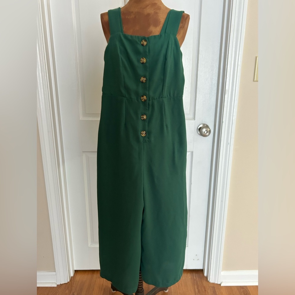 Blue Rain Green Button-Down Jumpsuit